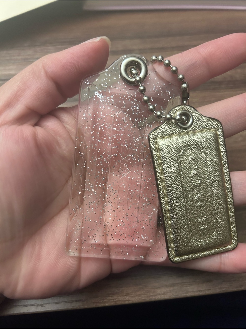 Poppy clear AirTag Keychain Holder with Gold Accent Tag xl & large hang tag